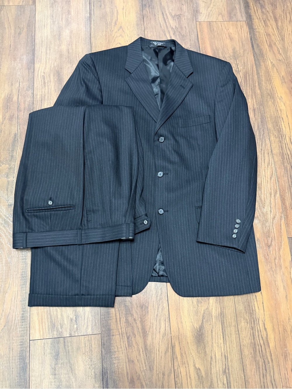 Classic Black Pinstripe Men's Two-Piece Suit